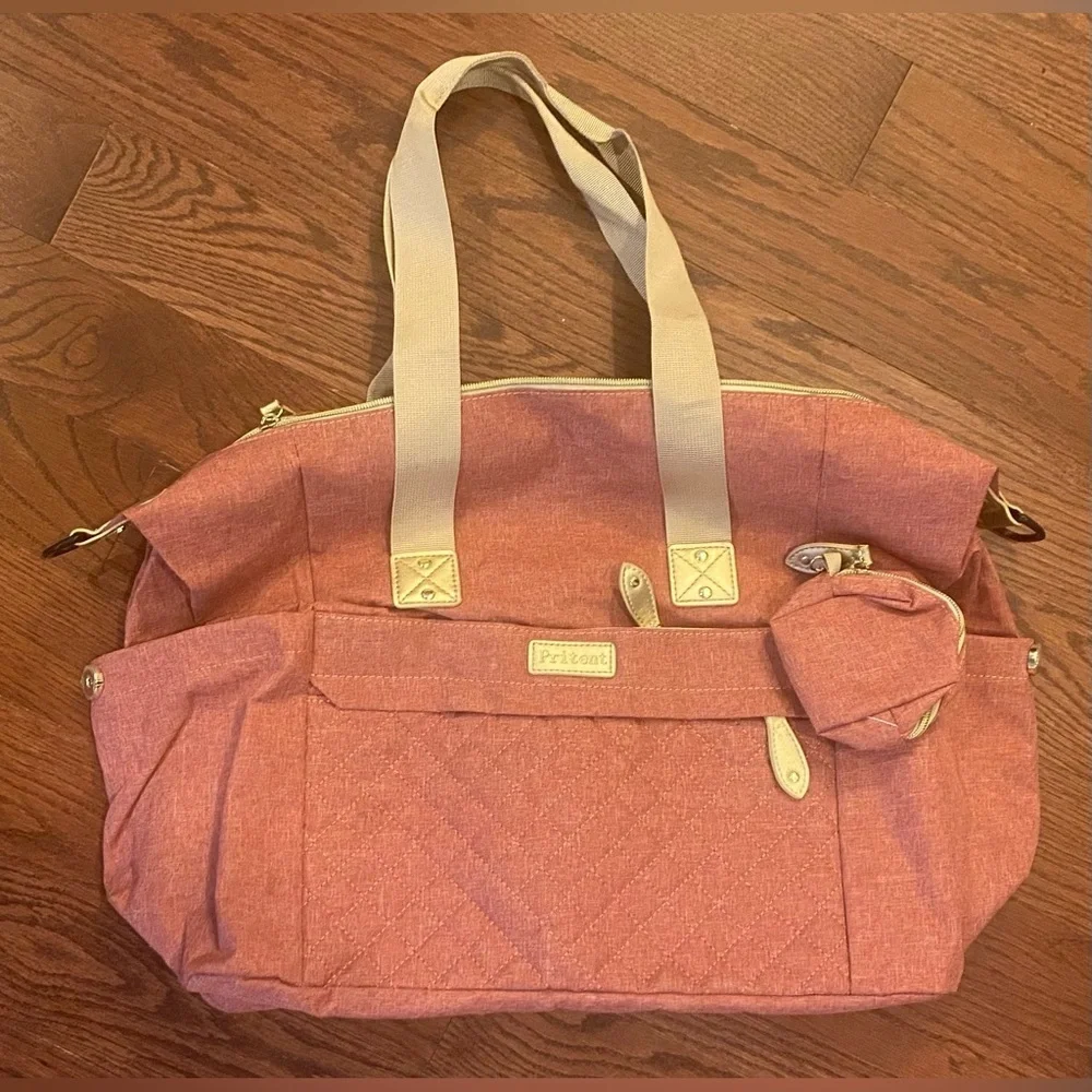 Pritent Diaper Bag Red 2 Handles Inside & Outside Pockets Paci Bag Insulated New